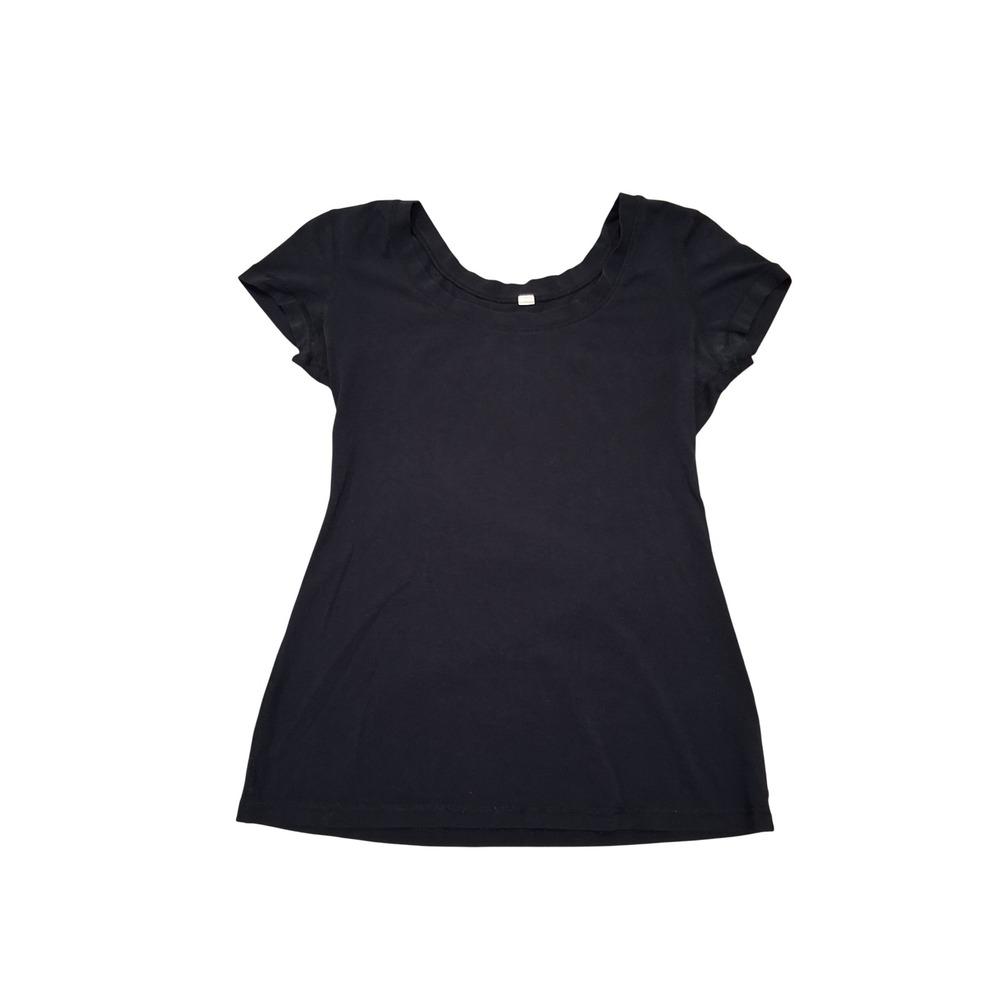 Lululemon Womens Black Scoop Neck Short Sleeve Athletic T-Shirt Yoga Top Small